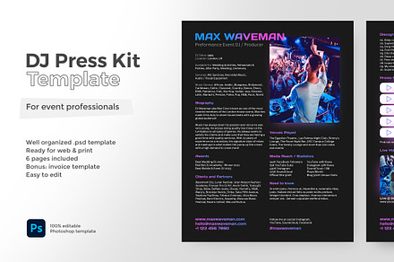 Dark DJ Press Kit & Resume Template