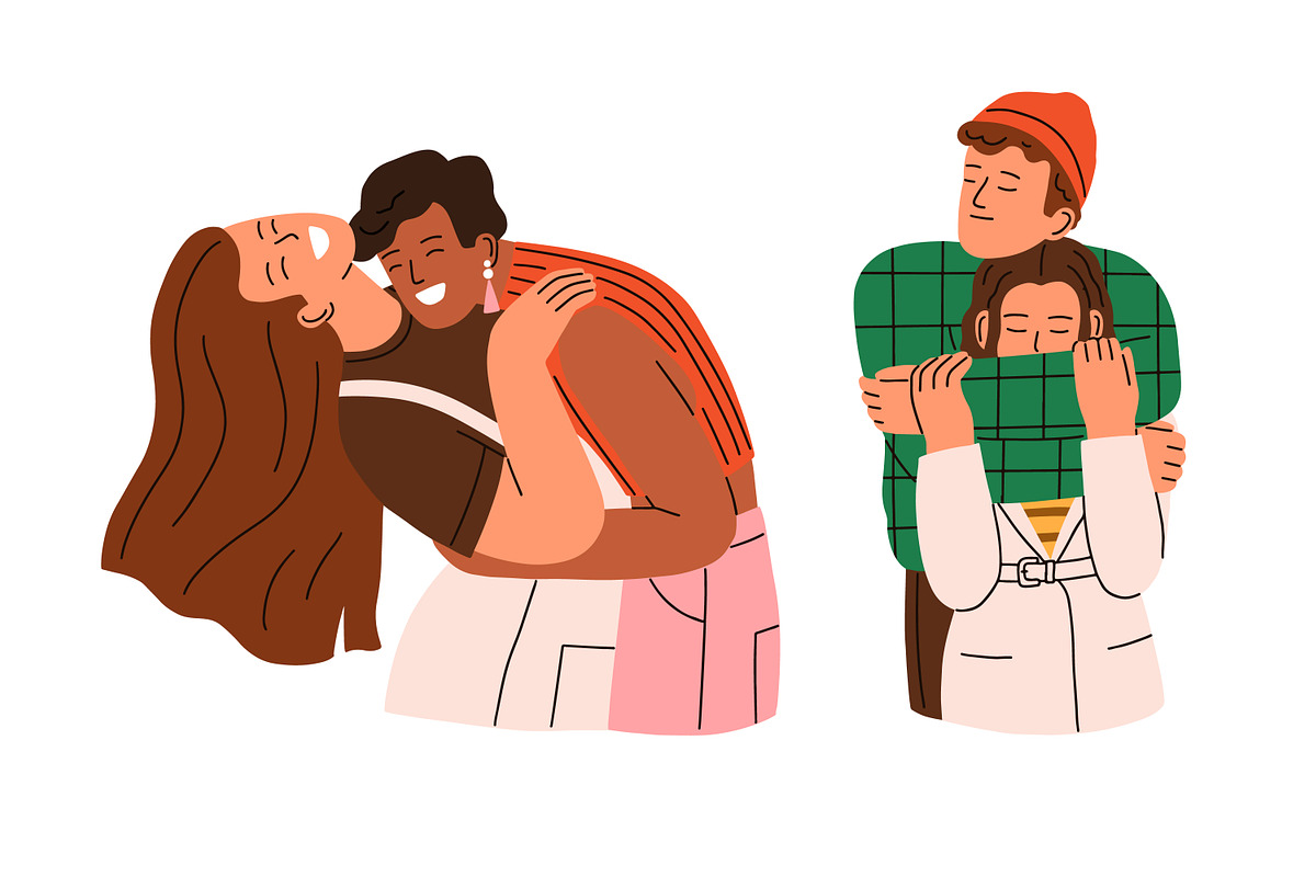 Happy love couples hugging set, a Person Illustration by Good Studio (Photo 4 of 10)