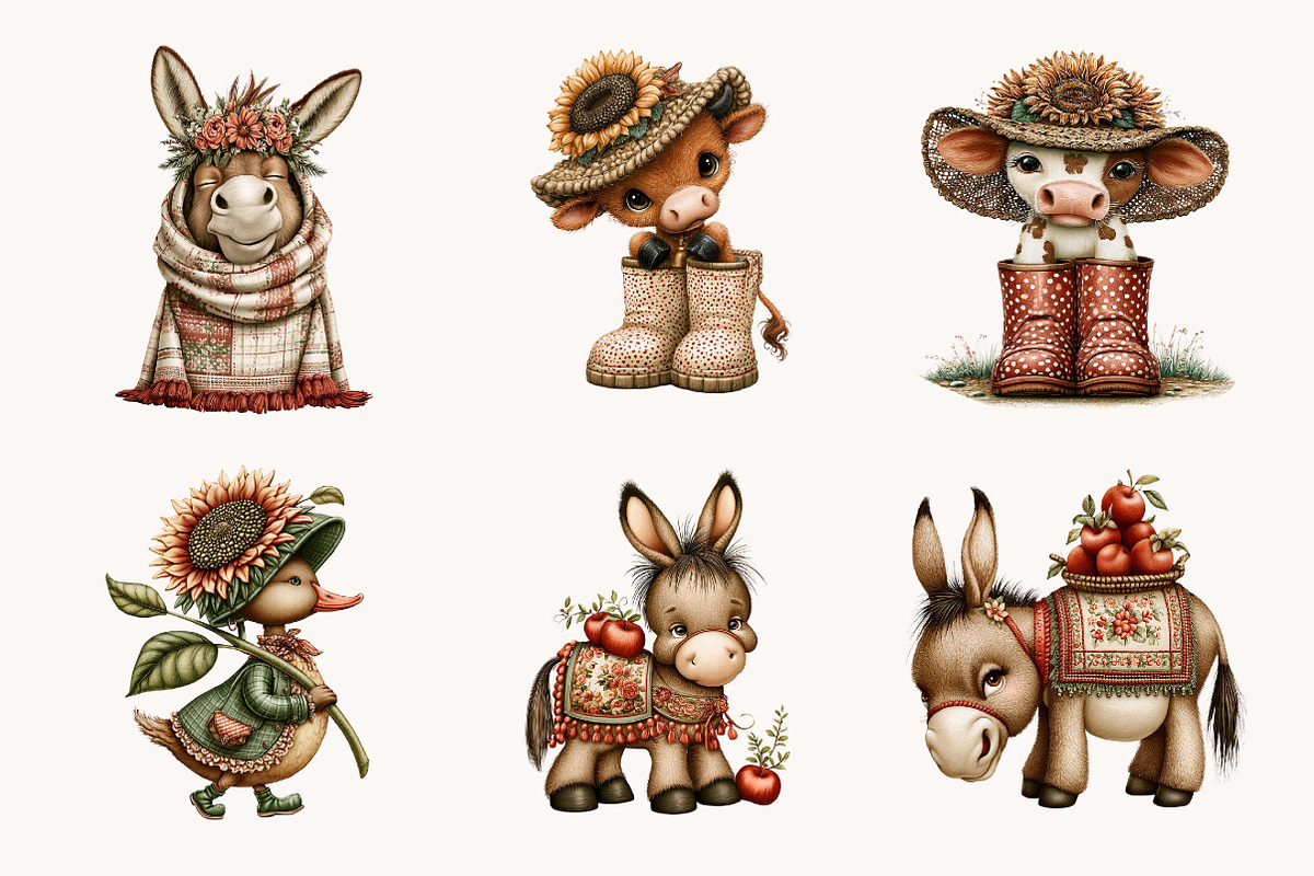 Quirky Farm Animal Clipart, a Seasonal Illustration by Designworld (Photo 6 of 10)