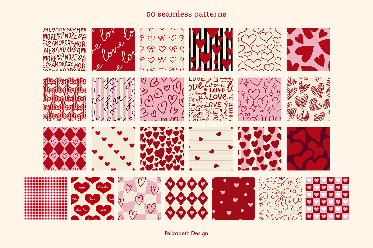 Valentine's Day Pattern Collection, a Pattern Graphic by Felizabeth Design (Photo 4 of 10)