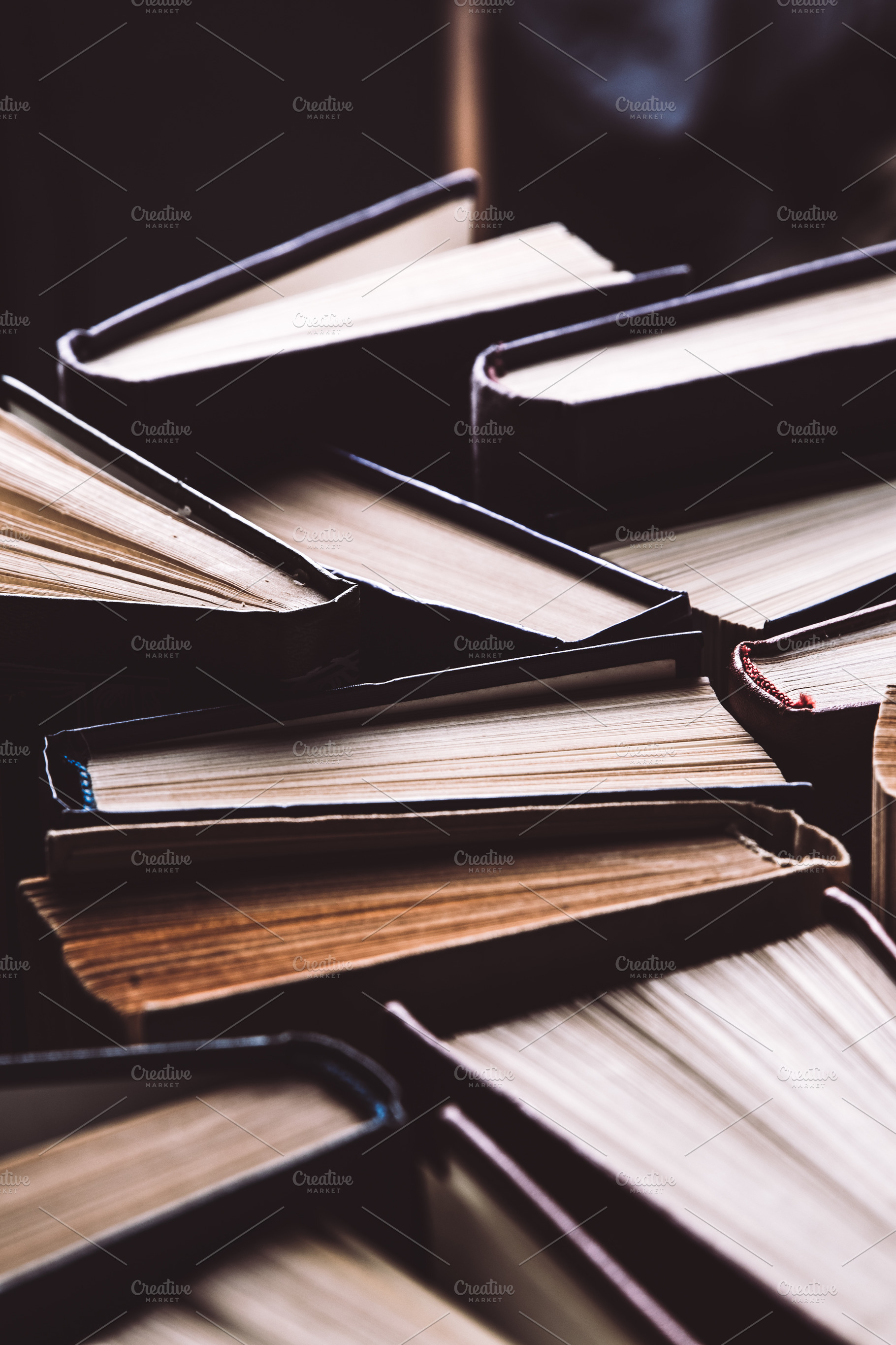 Old and used books knowledge containing background, retro, and pattern, a School & Education Photo by OS