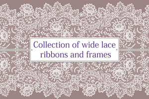 Wide lace ribbons and frames., a Pattern Graphic by Ajuga