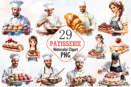 Patissier Watercolor Cliparts