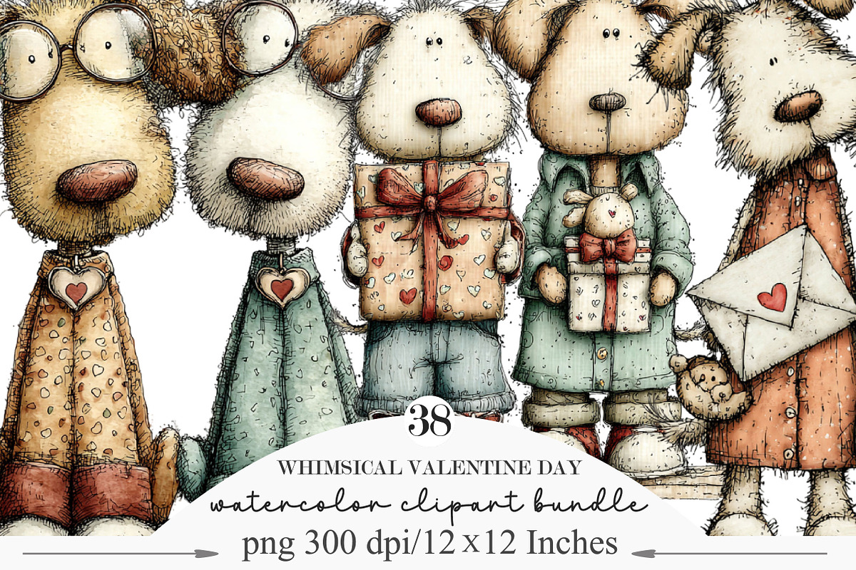 Whimsical Valentine Day Clipart, an Illustration by Designking (Photo 1 of 5)