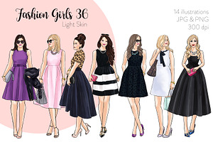 Fashion Girls 36- Light Skin Clipart