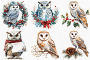 Christmas Barn Owl Clipart, an Illustration by Canvas Craft (Thumbnail 4 of 8)