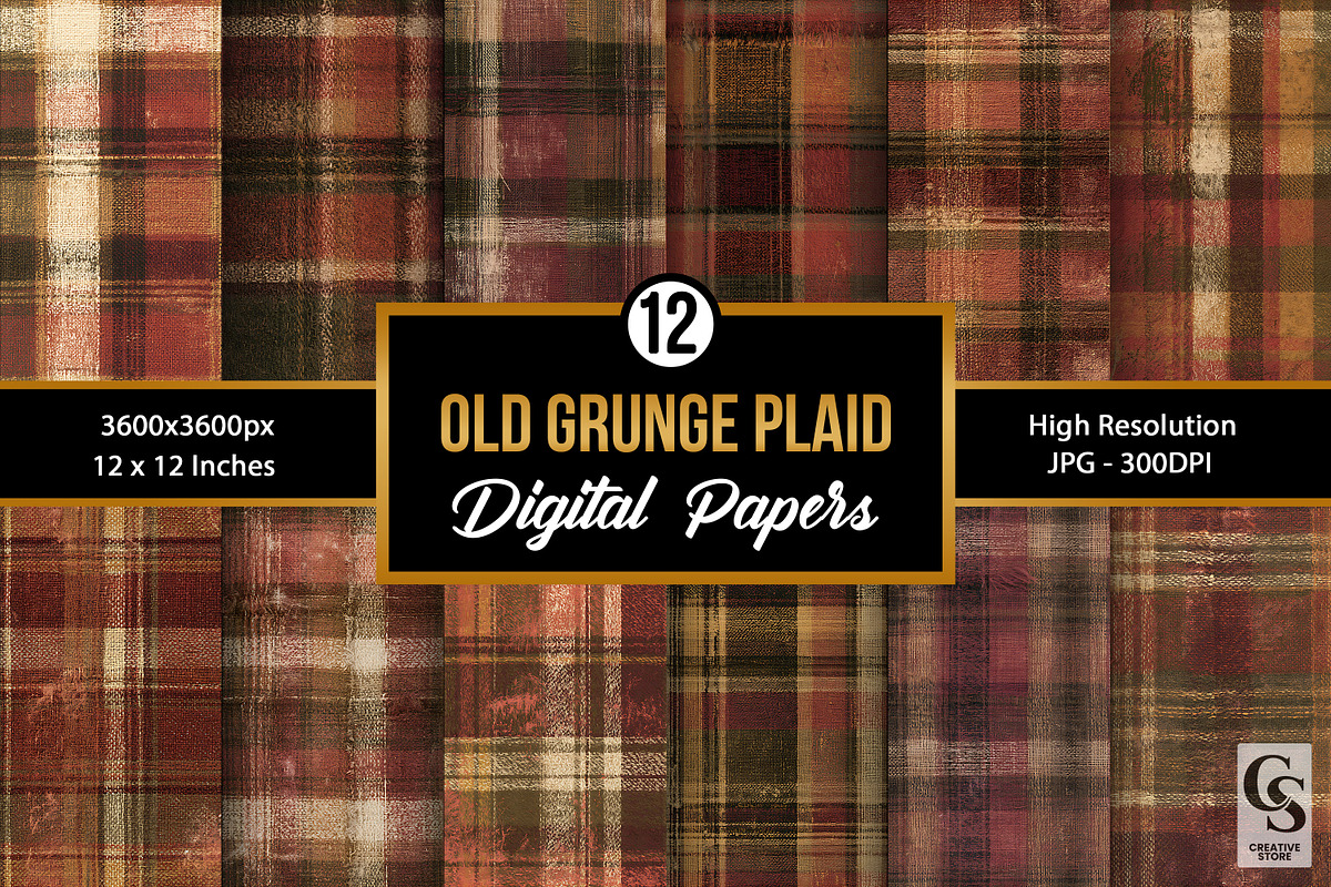 Old Grunge Plaid Seamless Pattern, a Pattern Graphic by Creative Store (Photo 1 of 5)