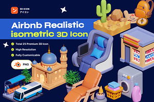 Airbnb Realistic Isometric 3D Icon, a Cars & Vehicle 3D Model by orenjidesign