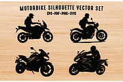 Motorbike Rider Silhouette SVG Set, a Transportation Illustration by Gfx Expert Team (Thumbnail 1 of 3)