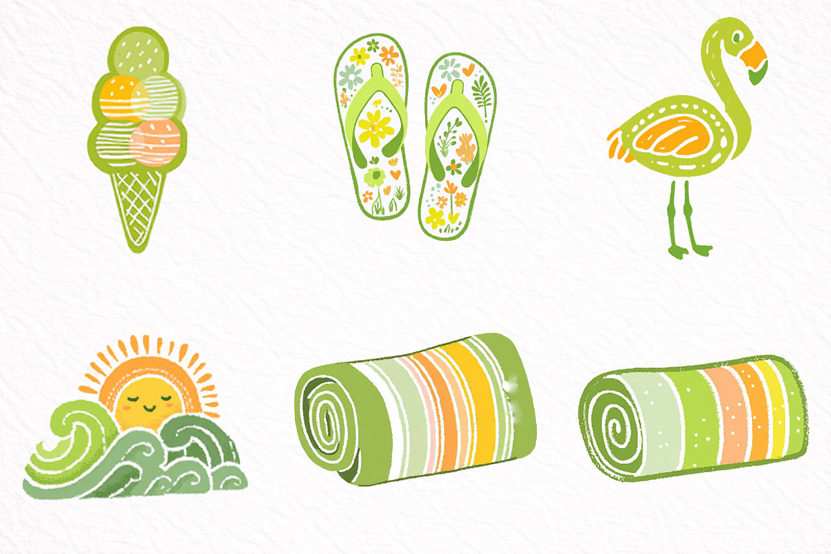 Watercolor Summer Vibe Clipart, an Illustration by DreamArtGraphic (Photo 3 of 8)
