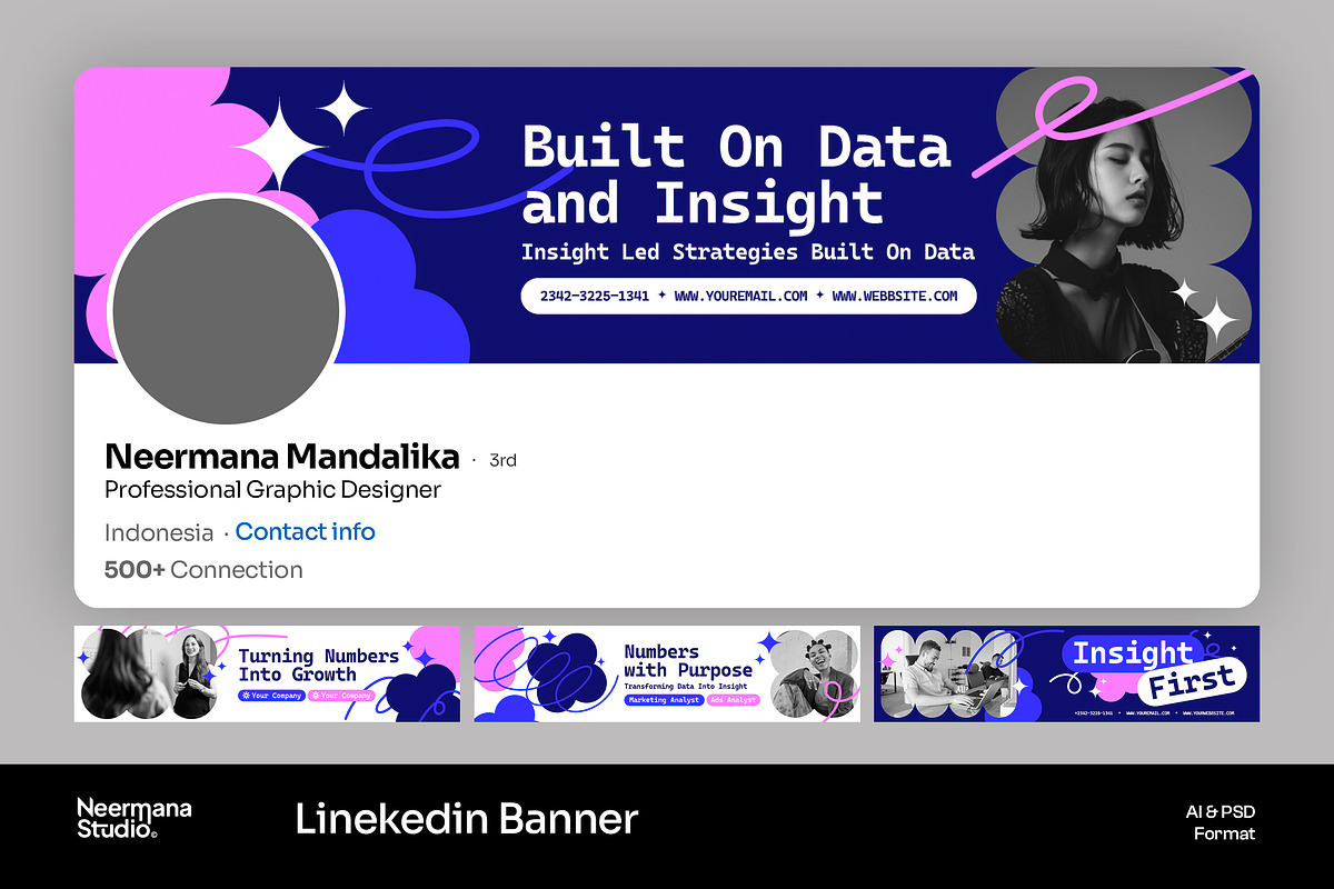 Navy Creative Linkedin Banner, a Social Media Template by Neermana (Photo 1 of 4)