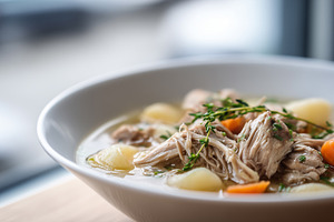 White bowl with homemade soup, a Food & Drink Photo by MistyDay