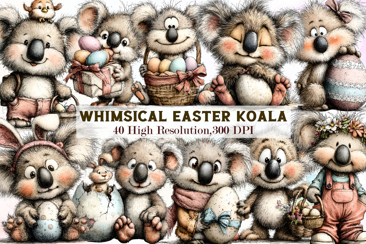 Whimsical Easter Koala Clipart, an Illustration by Sublimation Artist (Photo 1 of 7)