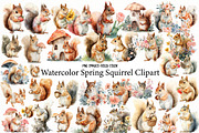 Watercolor Spring Squirrel Clipart, an Illustration by Designworld (Thumbnail 1 of 6)
