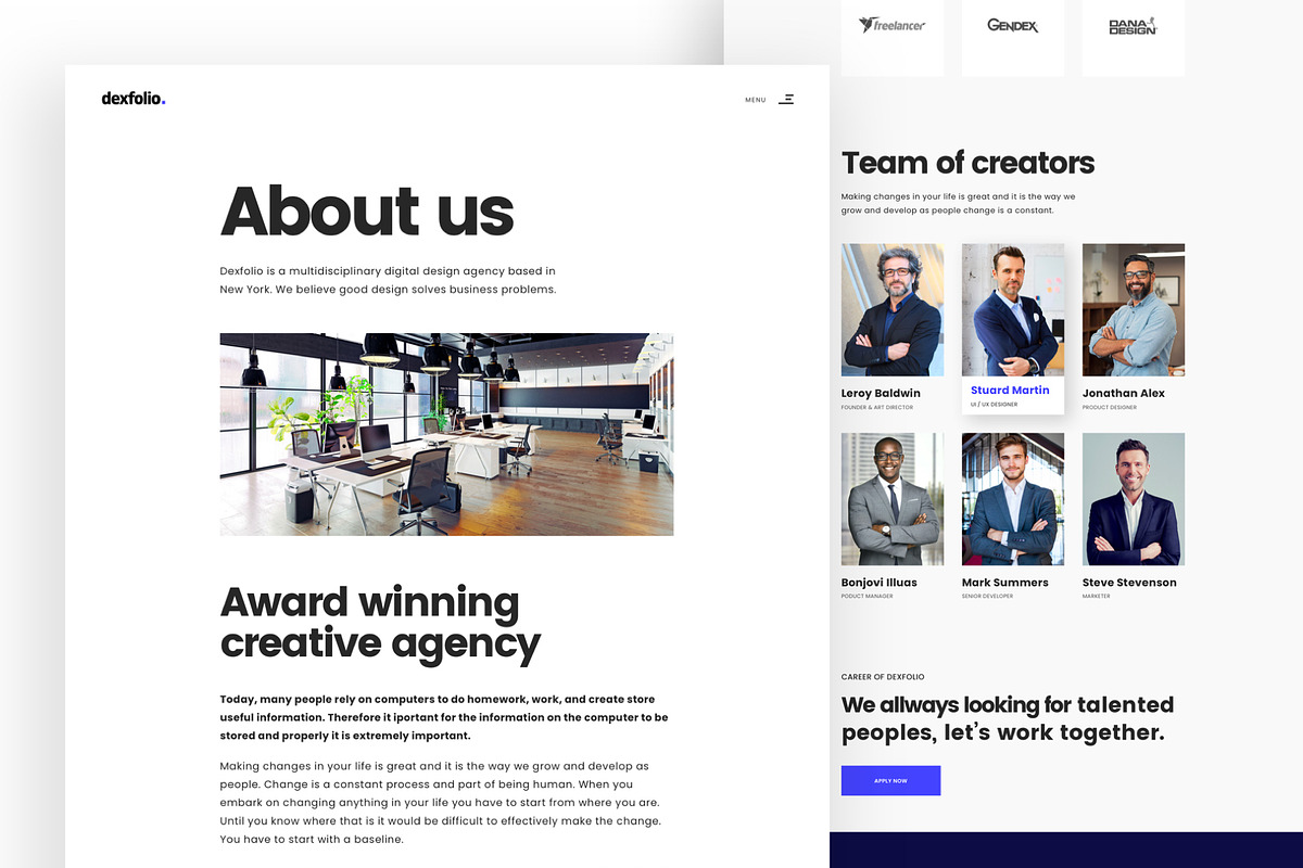 Dexfolio - Creative Agency Portfolio, an UI Kit Template by fusionlab (Photo 5 of 11)