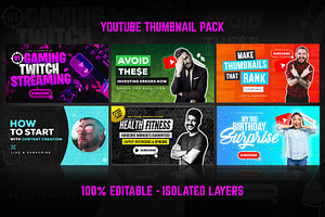 Youtube Thumbnail Templates Set 1, a Social Media Template by PremadePixels.com