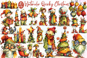 Watercolor Quirky Christmas Bundle C, an Illustration by Sublimation Artist