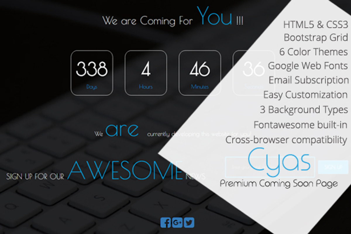 CYAS- Responsive Coming Soon Page, a HTML Template by José Oliveira (Photo 1 of 2)