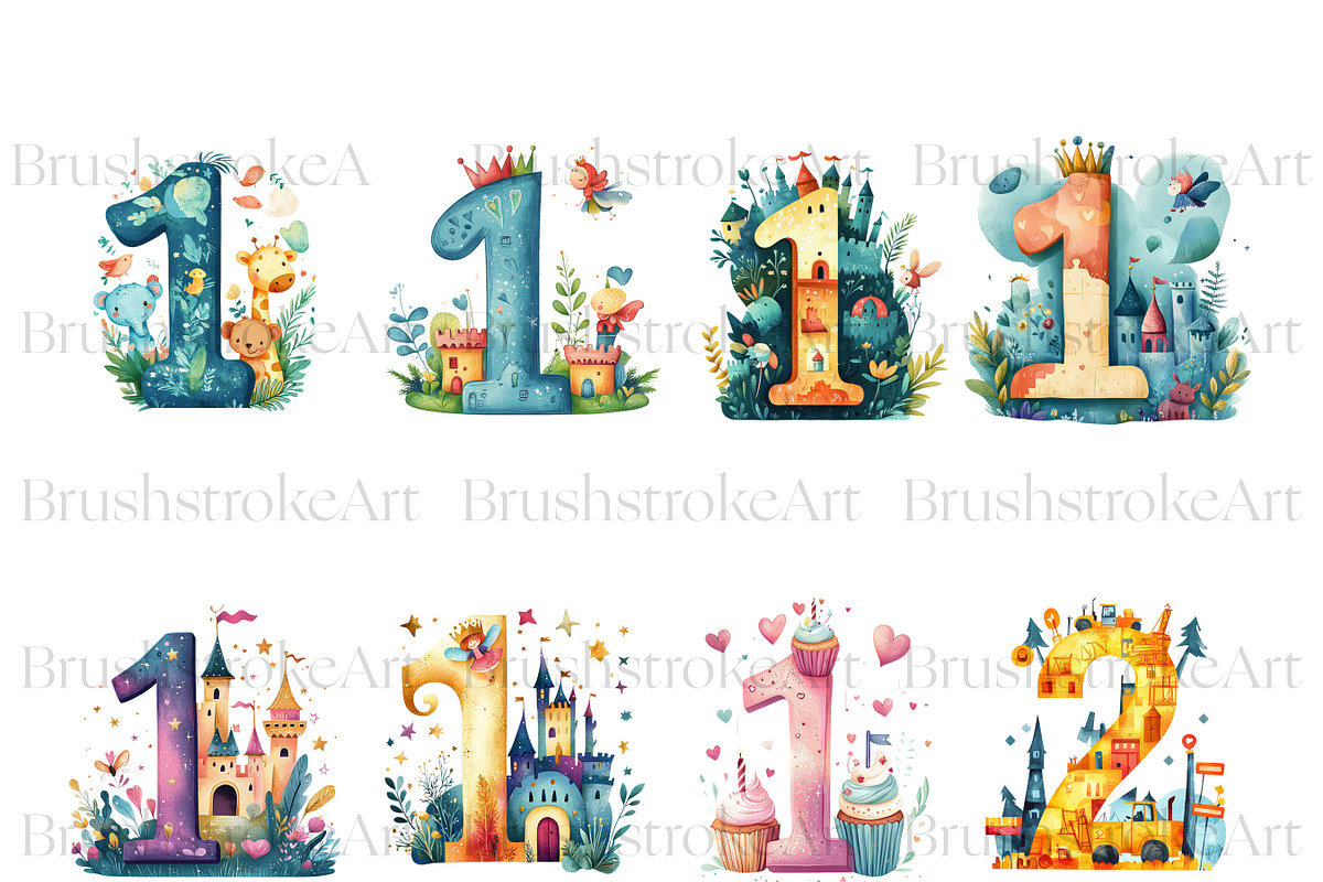 Numbers Clipart, Watercolor Numbers, an Education Illustration by BrushstrokeArtGB (Photo 2 of 9)