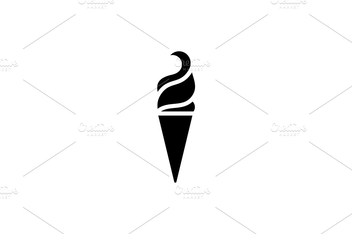 Ice cream in waffle cone icon., an Icon by Anno Urbis