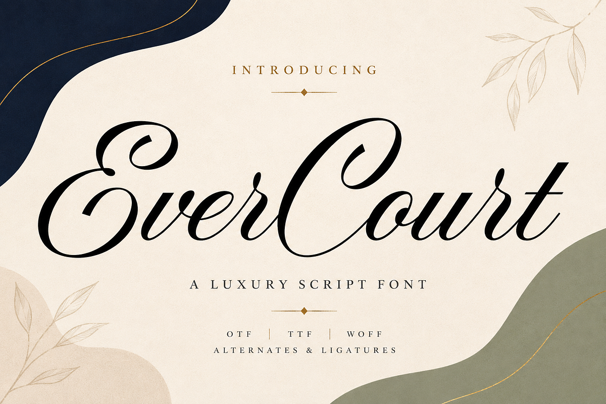Evercourt - Romantic Script Font, a Script Font by PaperMoon (Photo 1 of 9)