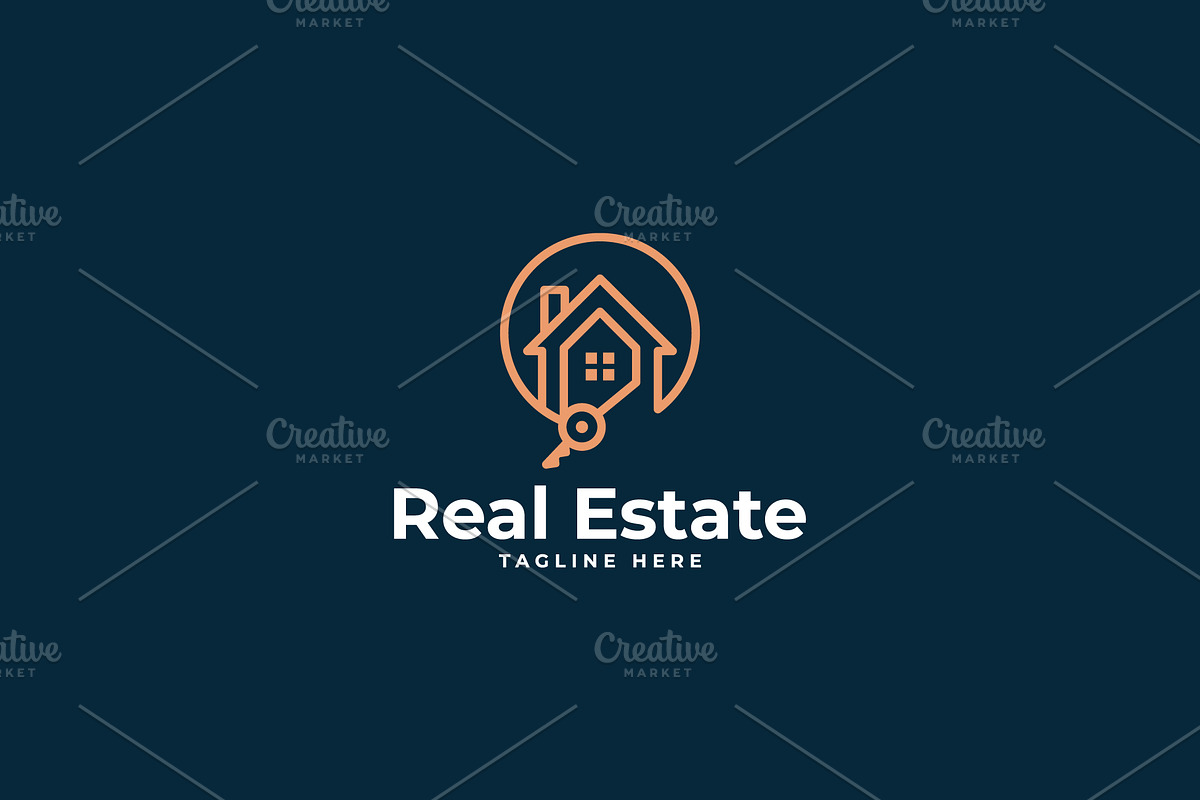 minimal real estate line art logo, a Branding & Logo Template by Blazybone