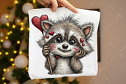 Whimsical Valentine Raccoon Clipart, an Illustration by OK Design (Thumbnail 4 of 6)