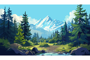 Endless Forests of Alaska Landscape, an Illustration by LadadikArt