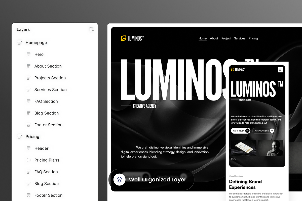 Luminos - Creative Agency Website, a Landing Page Template by SLAB! Design (Photo 2 of 5)
