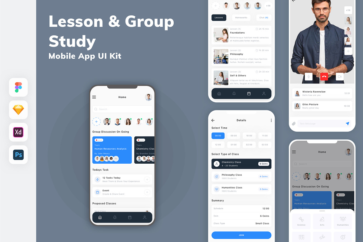 Lesson & Group Study App UI Kit, an UI Kit Template by uicube