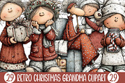 Retro Christmas Grandma Clipart, an Illustration by Designking (Thumbnail 1 of 5)