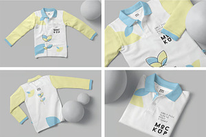 Girl Full Sleeve Polo Shirt Mockups, a Shirt Mockup by megostudi0
