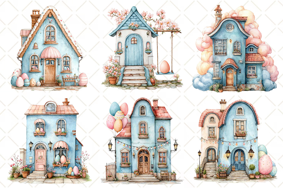 Whimsical Easter House Clipart, an Illustration by Black Bird Studio (Photo 4 of 6)