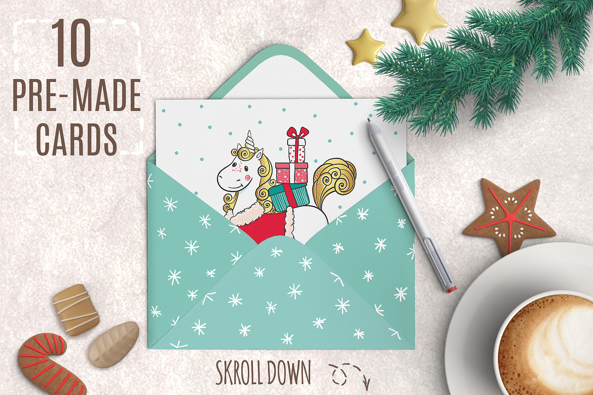 Magic Christmas set with Unicorns, a Decorative Illustration by MalniArt (Photo 5 of 8)