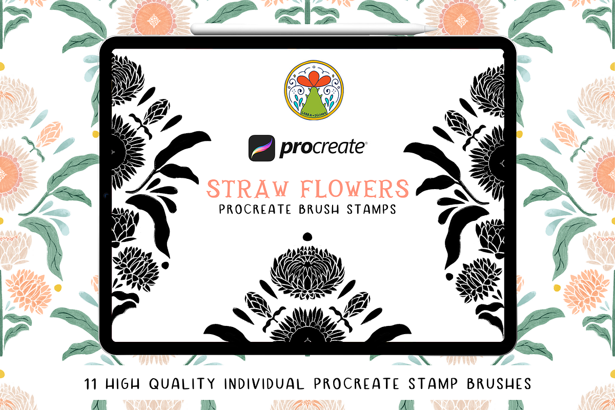 Procreate Brush Stamps - Strawflower, a Brush Add-On by Gabba Delgado (Photo 1 of 4)