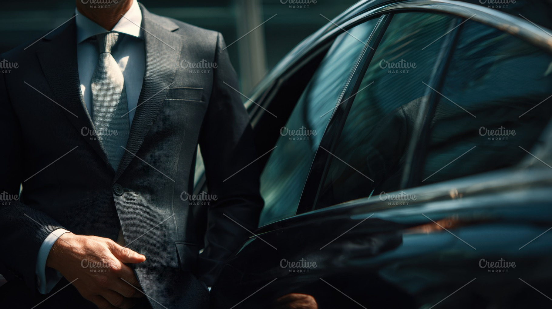 Businessman waiting by a black car, a Photo by Beautiful things