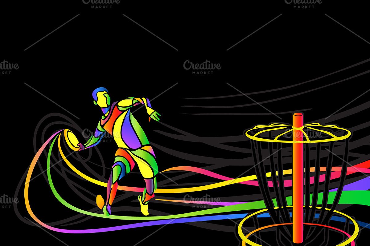 Disc Golf Player Throwing Front Masc, a Sport Illustration by Kluva's Wavy Silhouettes