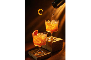 Two glasses of iced cocktail with a, a Food & Drink Photo by Sergey Kotenev