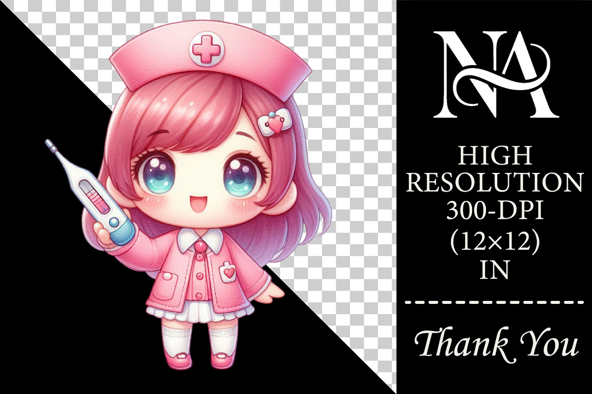 Cute Pink Nurse PNG Clipart, a Seasonal Illustration by RobertsArt (Photo 5 of 6)