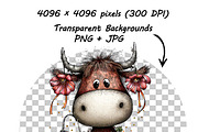 Highland Cow Birthday Animal Clipart, a Graphic by one-touch (Thumbnail 11 of 17)