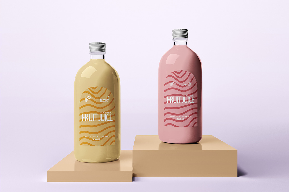 1-Liter Glass Bottle Mockup Set, a Cups & Container Mockup by Mirachma Project (Photo 6 of 9)