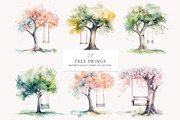 Whimsical Tree Swing Clipart Set, a Decorative Illustration by Twigs and Twine (Thumbnail 1 of 4)