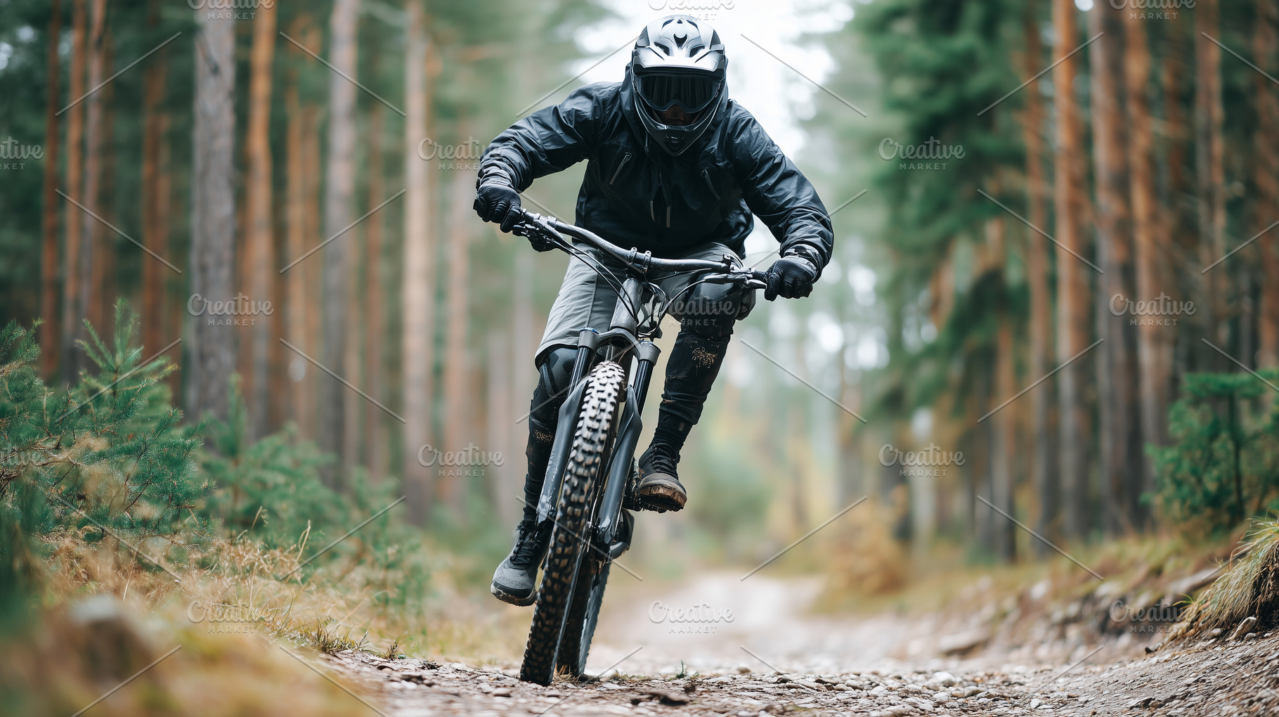 Mountain biker in full gear riding, a Sports & Recreation Photo by MistyDay