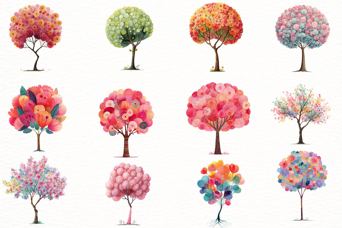 Quirky Rero Spring Trees Clipart, an Illustration by Designworld (Photo 4 of 5)
