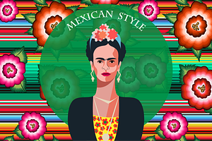 Mexican Pattern & Frida art design, an Illustration by GraphicRedStudio