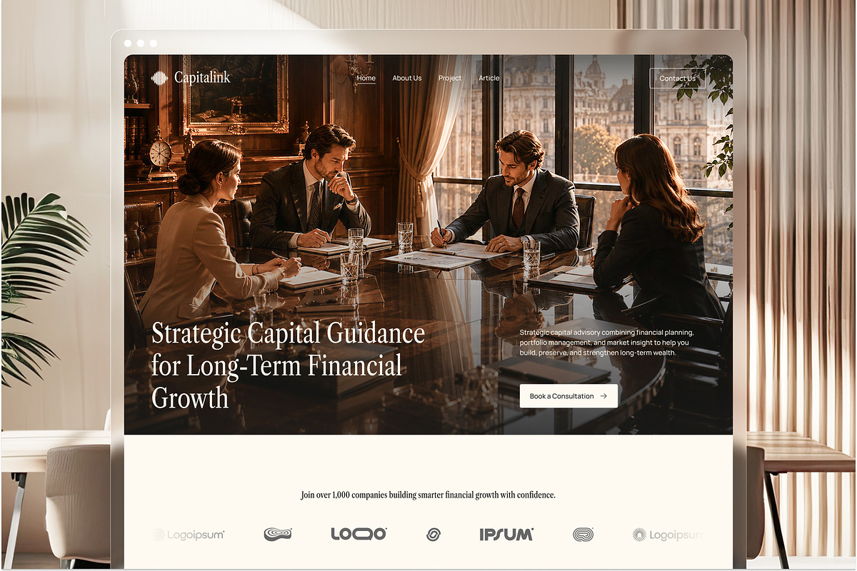 Investment Advisory Firm Website UI, an UI Kit Template by peterdraw (Photo 1 of 7)