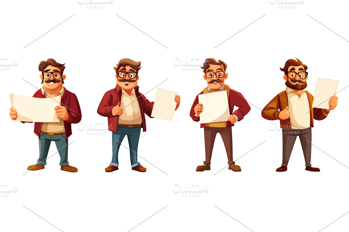 Cartoon man hold sign. Homebody, a Person Illustration by Stock-Smart-Start