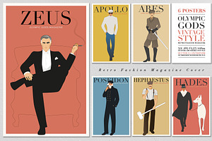 Olympus Gods. Retro Fashion Posters