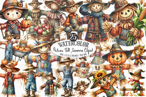 Autumn Fall Scarecrow Clipart, an Illustration by Designking