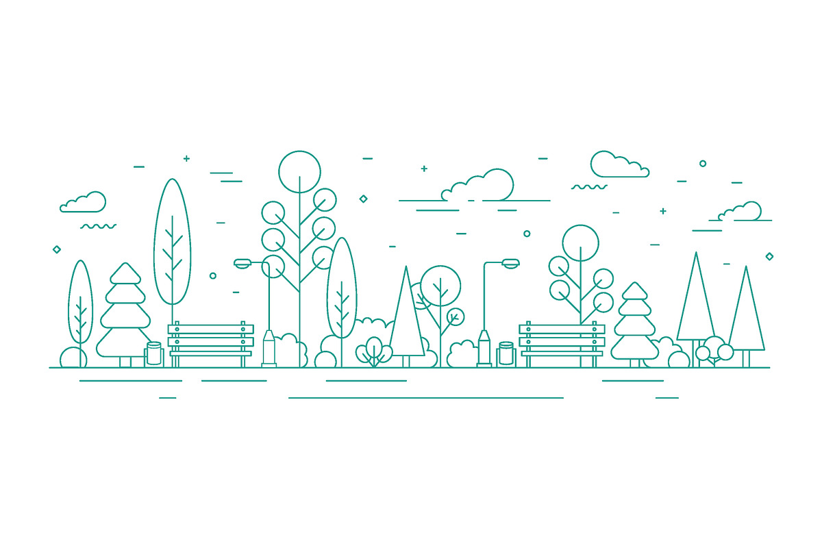 City park line art, a Decorative Illustration by Good Studio (Photo 5 of 5)